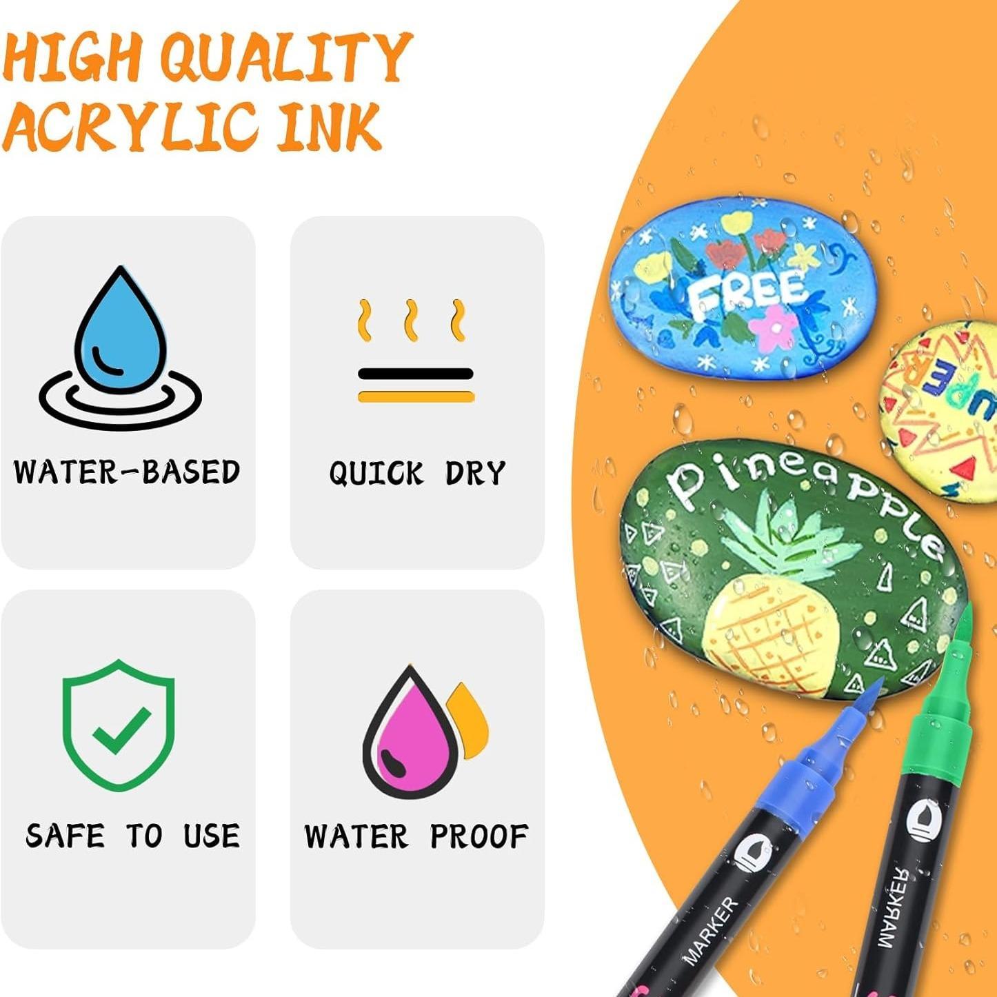 24/48/72 Color Dual-Tip Acrylic Marker Pen, Waterproof & Quick-Dry for Wood, Canvas, Stone, Glass & Rock Painting, DIY Crafts Ideal Christmas Gift #GLOBAL PICKS 24/48/72 Color Dual-Tip Acrylic Marker Pen, Waterproof & Quick-Dry for Wood, Canvas, Stone, Glass & Rock Painting, DIY Crafts Ideal Christmas Gift #GLOBAL PICKS