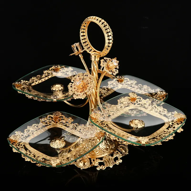 European-Style Light Luxury Metal Disposable Fruit Tray - Decorative Plates, All Seasons Home & Festive Supplies, No Reusable Snack Holder for Wedding & Hotel Display