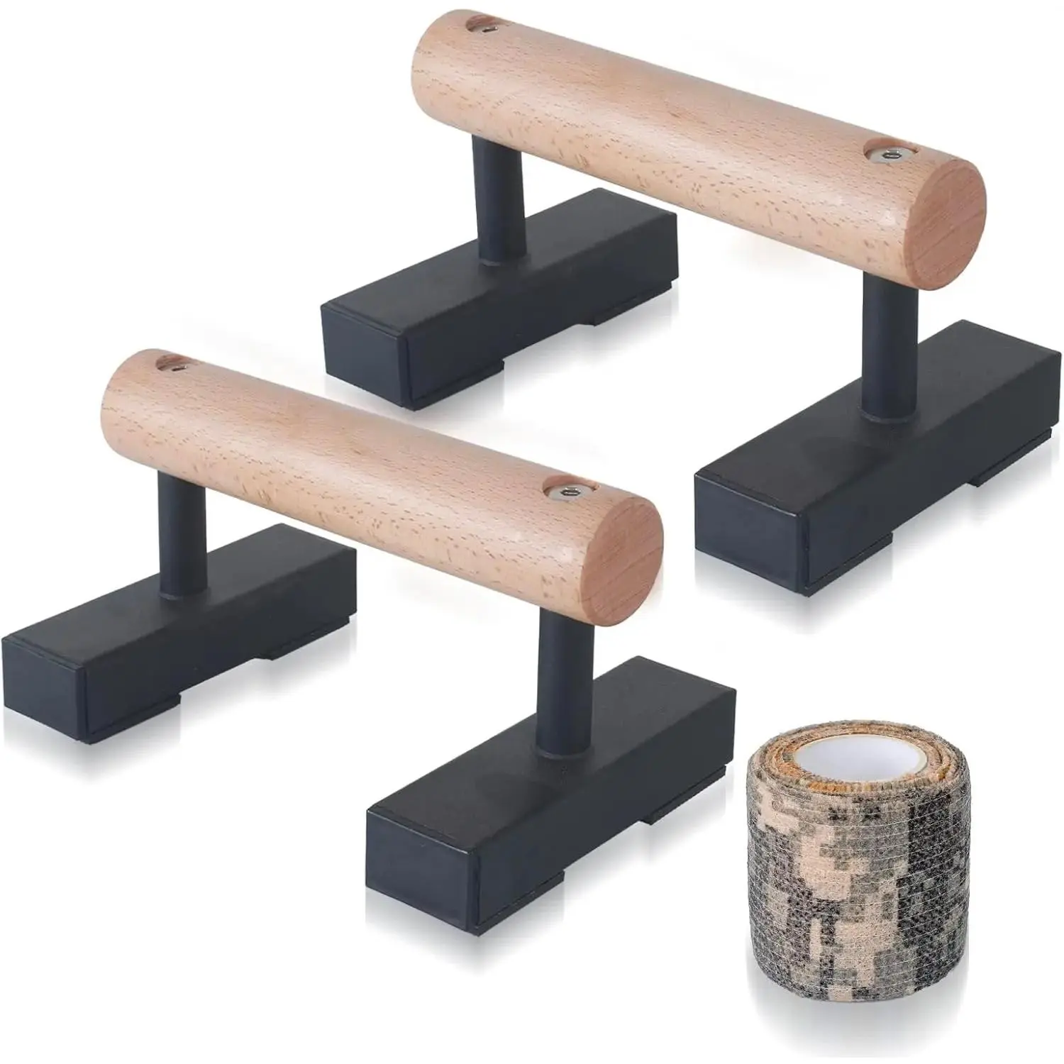 Compact Push Up Bars with 1.5" Hard Beech Wood Handles, Pre-Assembled Parallettes with an Anti-Slip Grip for Calisthenics, Gymnastics, Minimalist, Stability, Anti-Slip Grips