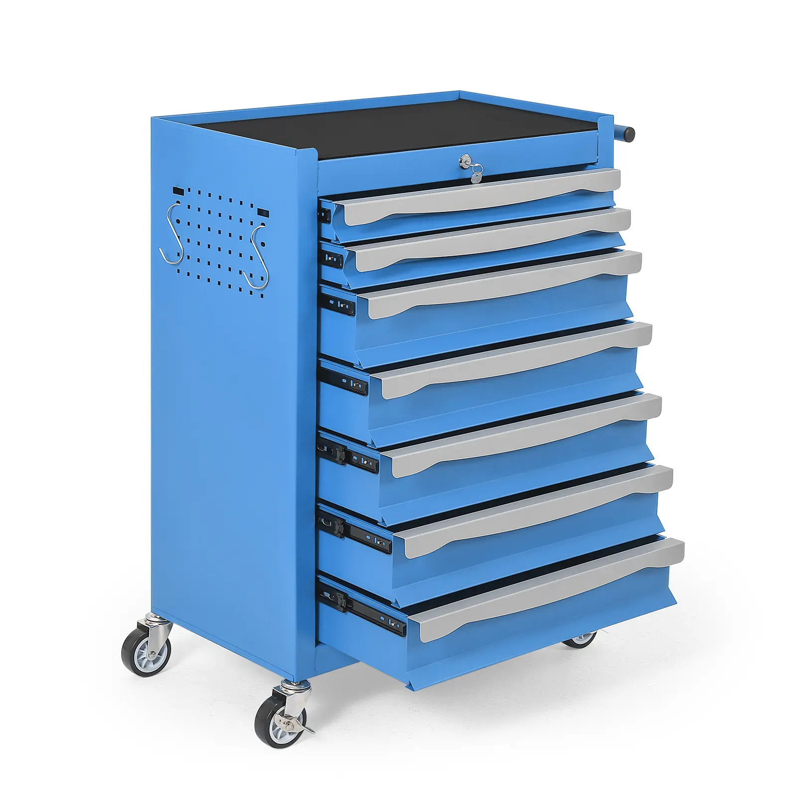 Heavy Duty Rolling Tool Chest Cabinet – 5/7 Drawers, Keyed Lock, Drawer Liners, Link Buckle – Large Capacity Storage Cart on Wheels for Garage, Workshop, Warehouse – Professional Organizer, Available in Red & Blue
