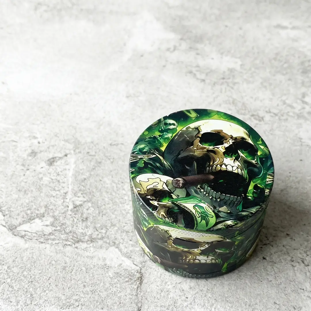 1.97 inch 50mm Colorful Skull Pattern Style H Metal Manual Spice Mill Four Layer Salt Pepper Grinder Zinc Alloy Kitchen Seasoning Tool Gift