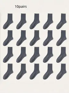 10 Pairs High Elasticity Crew Socks, Comfortable Breathable Design, All-Season Unisex Socks, Perfect for Daily Wear