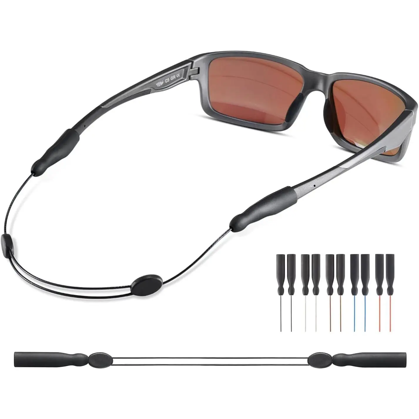 Unisex Tail-Free Grip Eyewear Retainer String - 14in Neck Lanyard, Skin-Friendly Lightweight Portable Plain Adjustment Tool Glasses Chain (1pc Black)