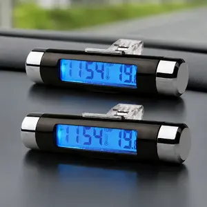 Car Digital Thermometer and Clock 2-in-1 Automotive Accessory, LCD Display with Clip Mount, High Accuracy Temperature Monitor, Essential Vehicle Gadget, Practical Car Tool for Temperature & Time