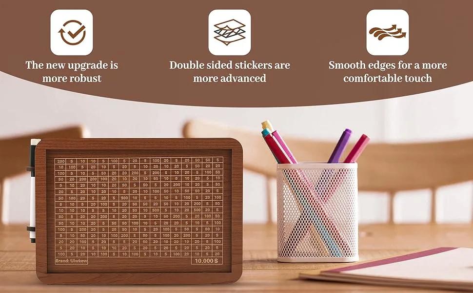 2 Pack Creative Cash Vault Wooden Savings Box,Piggy Bank Adults with Money Target and Numbers,10000 Savings Challenge Box Savings Coin Bank,Cultivate Financial Management Habits