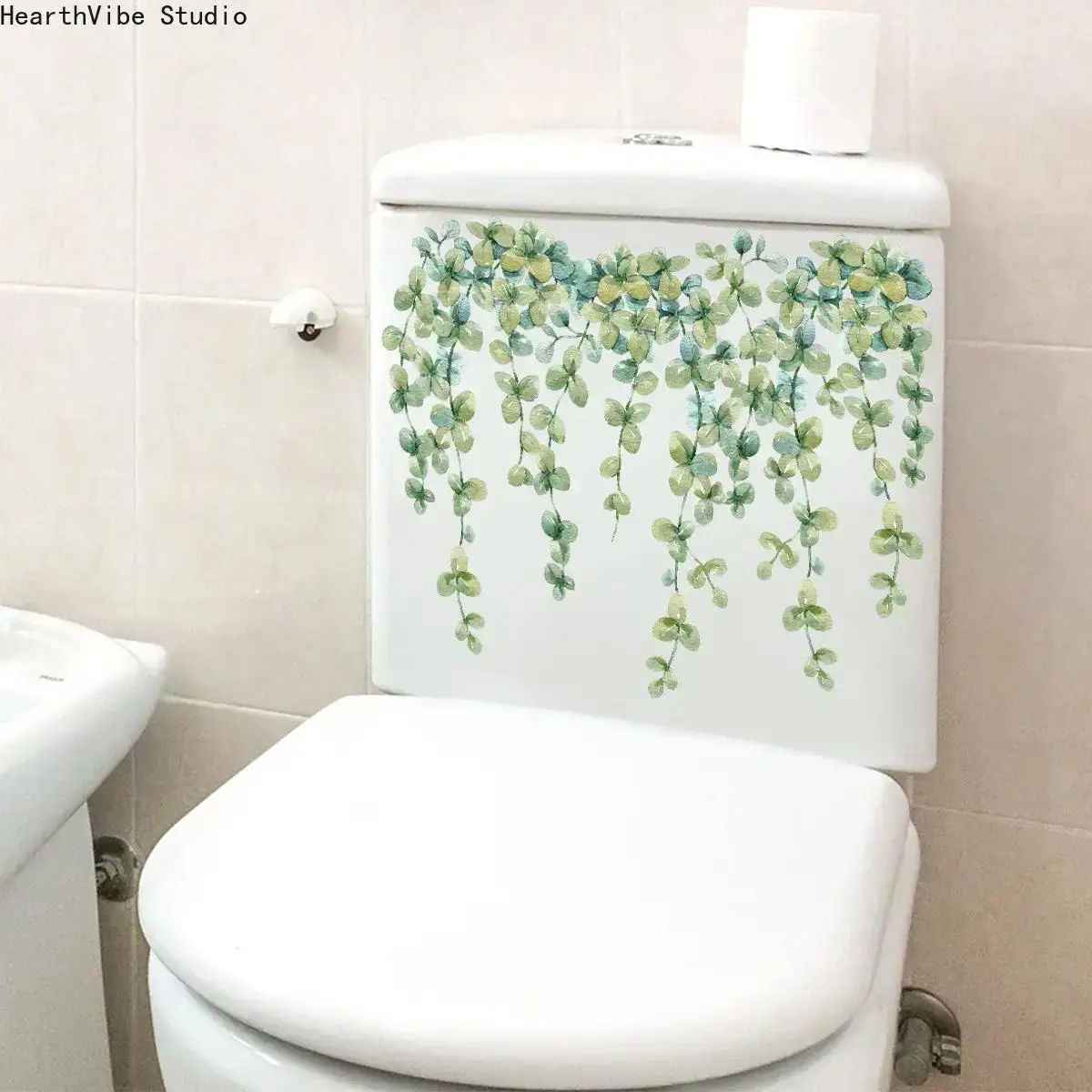 1 Pack Waterproof Botanical Plant Bathroom Decal - Self-Adhesive Removable Tile & Toilet Wall Sticker, Renter-Friendly DIY Essential for Washroom Decor, Brooklyn Charm Accessory, Mom Birthday Gift, Virgin Mary Pendant