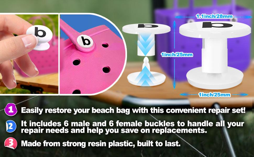 6-Pack Replacement Rivets for Bogg Bag, Rivets for Beach Tote Bag Repair, Rubber Bag Accessories for Women(b White)