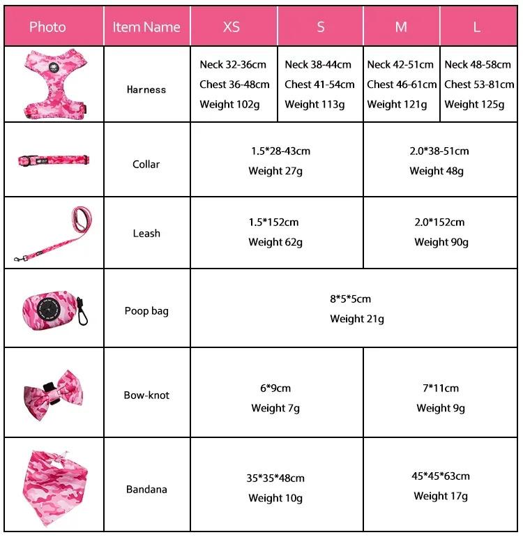 Dog Harness Suit Include Vest Harness Collar Leash Handkerchief Scarf Poop Bag Accessories for Pet Cat Dogs Supplies Set  Dog Accessories