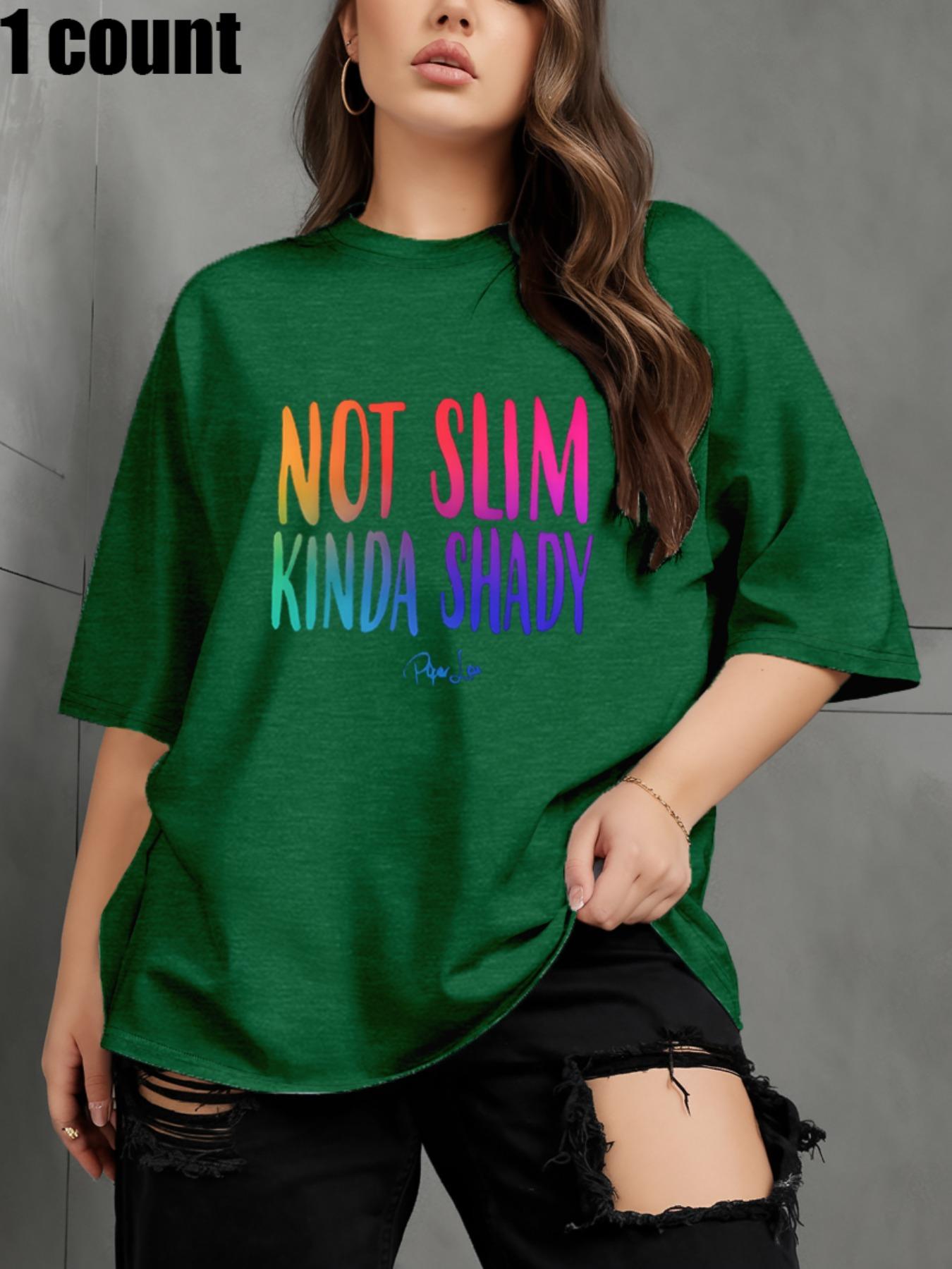 【Plus Size】 Letter Print Round Neck Tee, Casual Short Sleeve Crew Neck T-Shirt for Daily Wear, Women Clothing for All Seasons