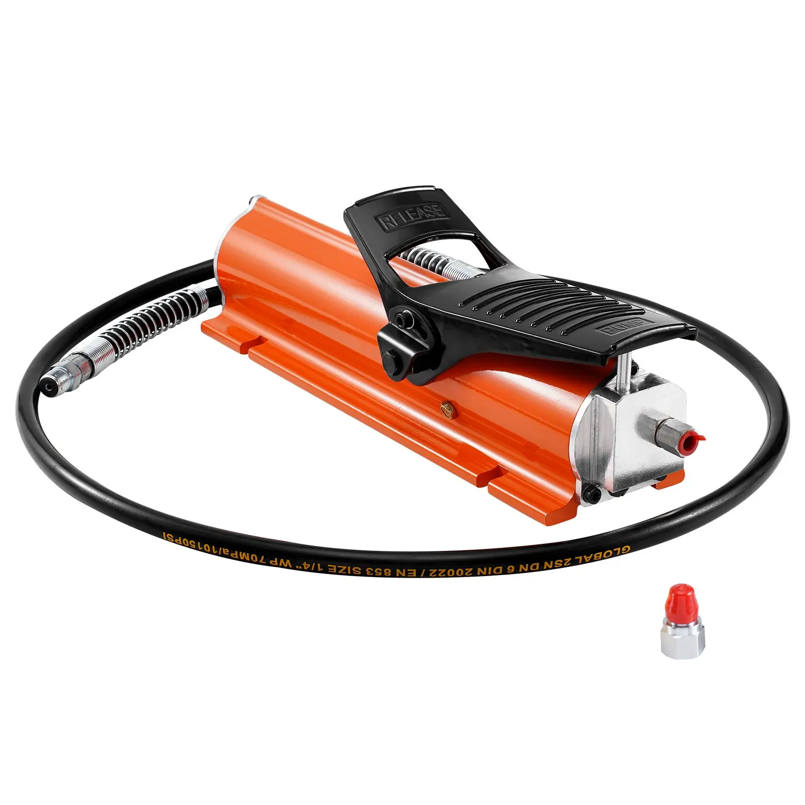 VEVOR 10, 000PSI Air Hydraulic Pump, 0.18 Gal Reservoir, NPT 3/8 In Oil Outlet, NPT 1/4 In Inlet, Metal Shell Air Actuated Treadle Foot Pump, for Precision Industrial Machinery Aerospace Equipment