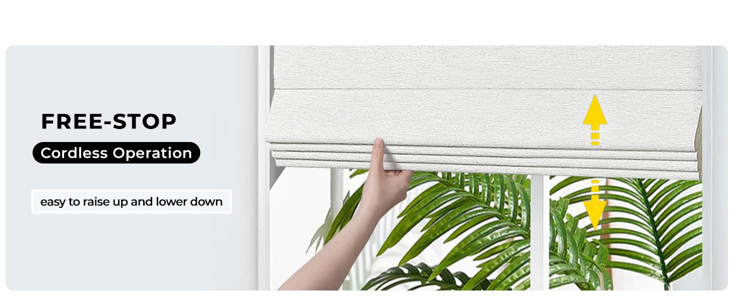 100% Blackout Cordless Roman Shades for Indoor Windows & French Doors, 34 3/4" W * 60" H - Blackout - Beige