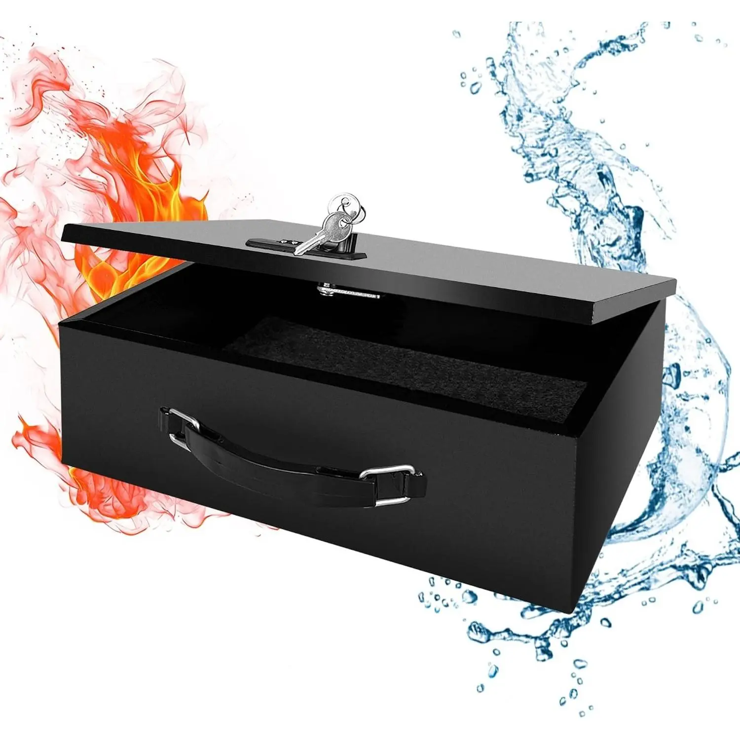 Portable Fireproof Waterproof Lock Box with Key and Combination Lock, Fire Safe for Documents, Jewelry, Passport, Cash - Home, Office, TravelGift