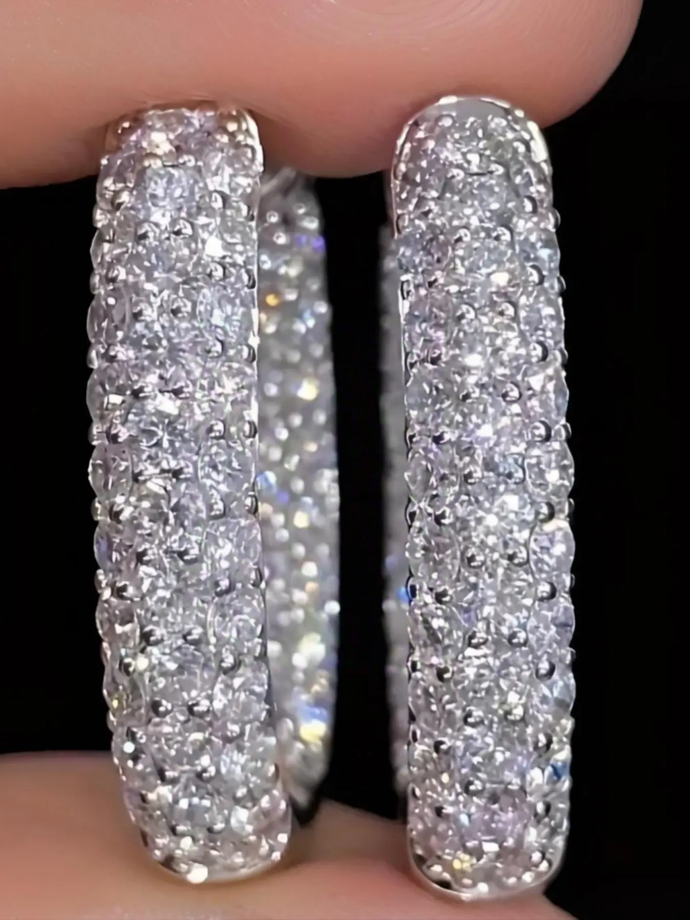 1 Pair Unisex Moissanite Hip Hop Fashion Jewelry Earrings, D Color Vvs1 Round Cut, Adjustable Size, Perfect for Music Festivals and Parties, Ideal Gift
