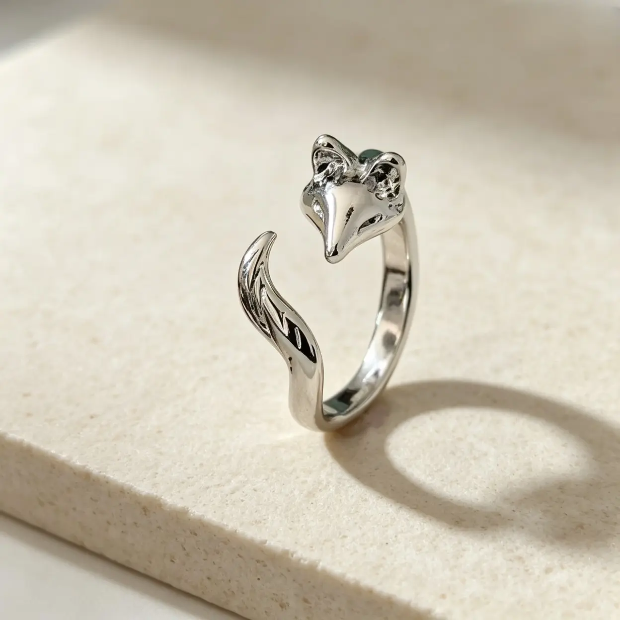 Unisex Silver-Tone Fox Shape Open Wrap-Around Band Statement Ring, Adjustable Wildlife Theme Fashion Jewelry for Daily Wear & Party Styling, Sohochic (Sports & Outdoor Accessory)