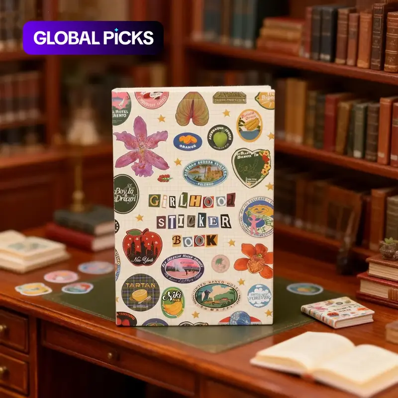 Christmas Gift Girlhood Sticker Book, Retro Aesthetic Floral Fruit Sticker Album, Sticker Collection Storage Book for Journal, Scrapbooking & DIY Art Crafts, Scrapbooking Accessory #GLOBAL PICKS