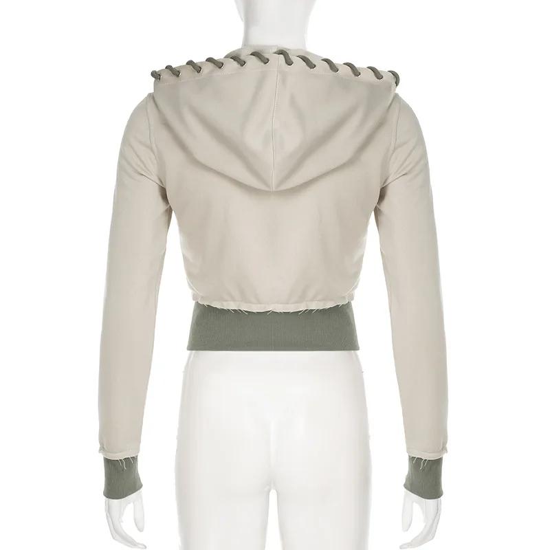 Sports suit Women Drawstring Ribbons 2 Piece Set Long Sleeve Zipup Hooded Sweatshirts Tops + Flare Pants Fashion Casual Tracksuits Summer Athletic Wear