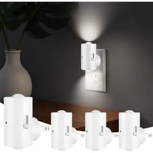 LED Night Light Plug in, Modern Plug-into Wall NightLight, Adjustable 0-200LM Brightness,Daylight 5000K,Dimmable Night Lights  Hallway Bedroom Stairway, Kitchen, Dusk to Dawn Sensor,4 Pack