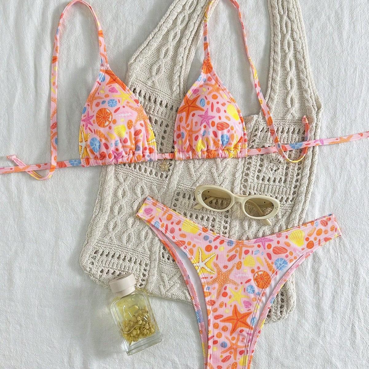 Cute Ocean Print Bikini Set – Summer Beach Fun & Vibes
