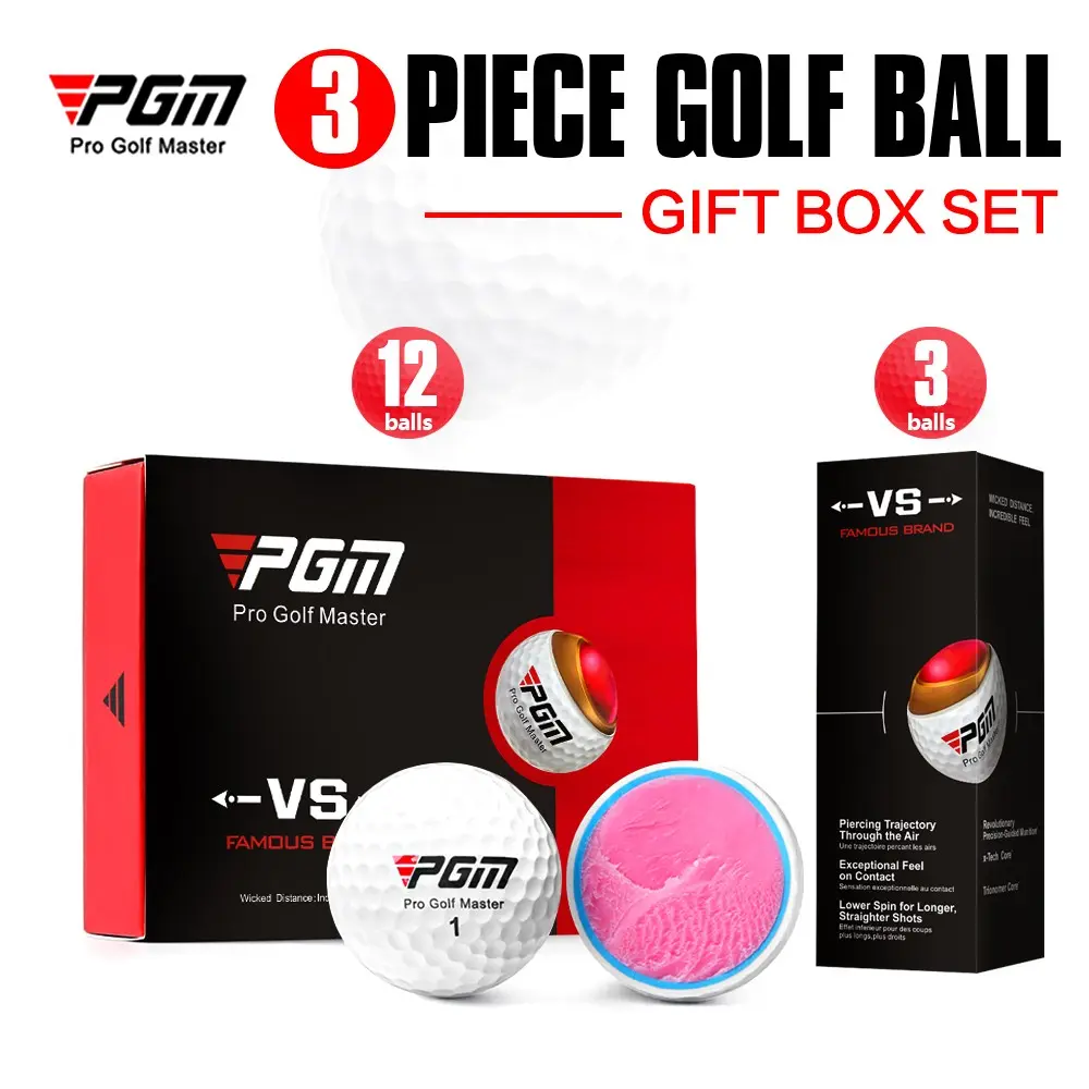 Pgm Golf Balls Vs Series Boxed Gift Set, 3 Ball Pack, 12 Ball Pack, Standard Tournament Golf Balls, Perfect for Gifts, Golf Gear, Golf Supply