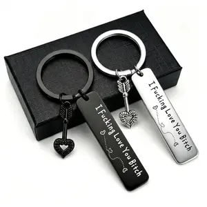 2026 HOLDNEAR Funny Best Friend Stainless Steel Keychain, Engraved I Fking Love You Bith Bestie Friendship Gift for Women BFF Birthday Christmas Galentine’s Day Present