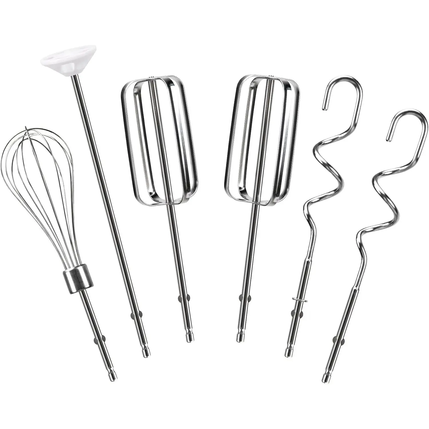 Stainless Steel Metal Kitchen Hand Mixer Attachments for Cooking & Baking - Compatible with Hamilton Beach 62632R, 62682RZ, 62692, 62695V, 64699 Handheld Mixers Blender, 6-Pack Replacement Beater, Dough Hook, Blending Rod, Whisk Parts