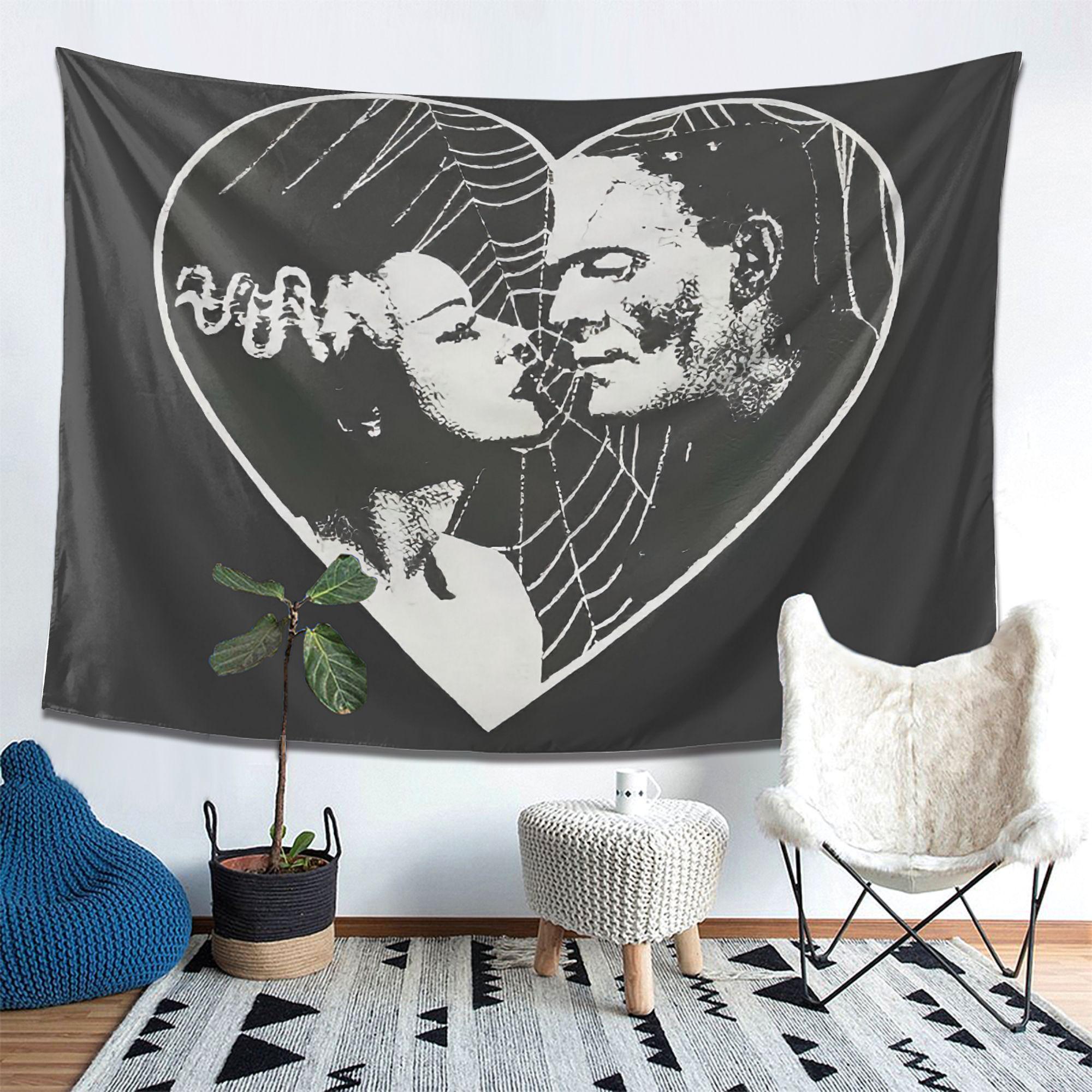 Frankenstein and the Bride Gothic Romantic Pattern tapestry, Interesting Lightweight Decoration wall hanging, dopamine Art tapestry Suitable for living room, bedroom, college dorm, trippy room decor creative gifts,bedroom decorative accessories