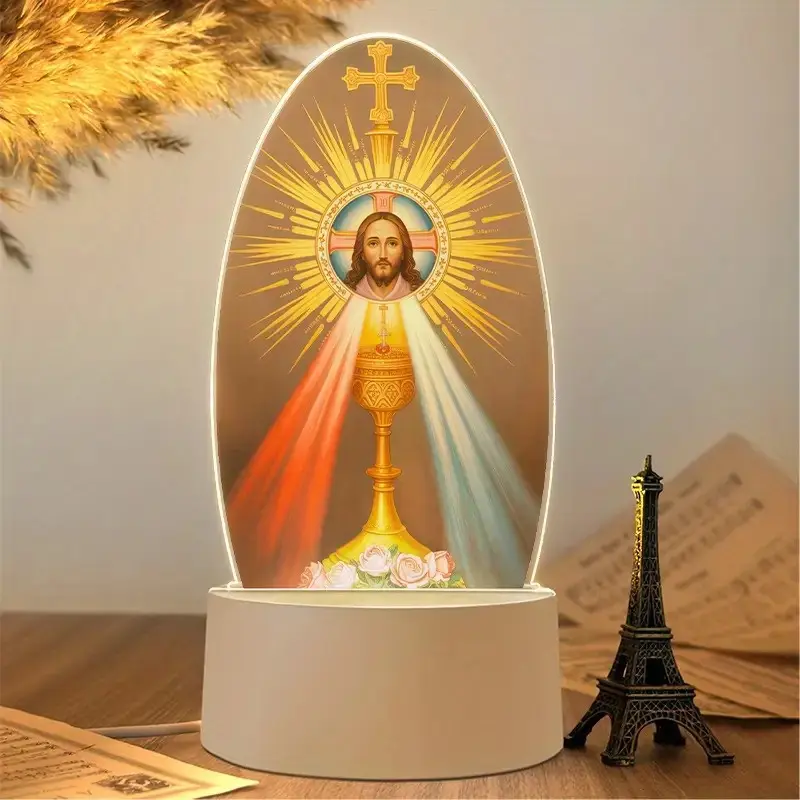 Religious LED Night Light with Saints, USB Powered Table Lamp, Modern Christian Home Decor, Ideal Gift for Church Believers