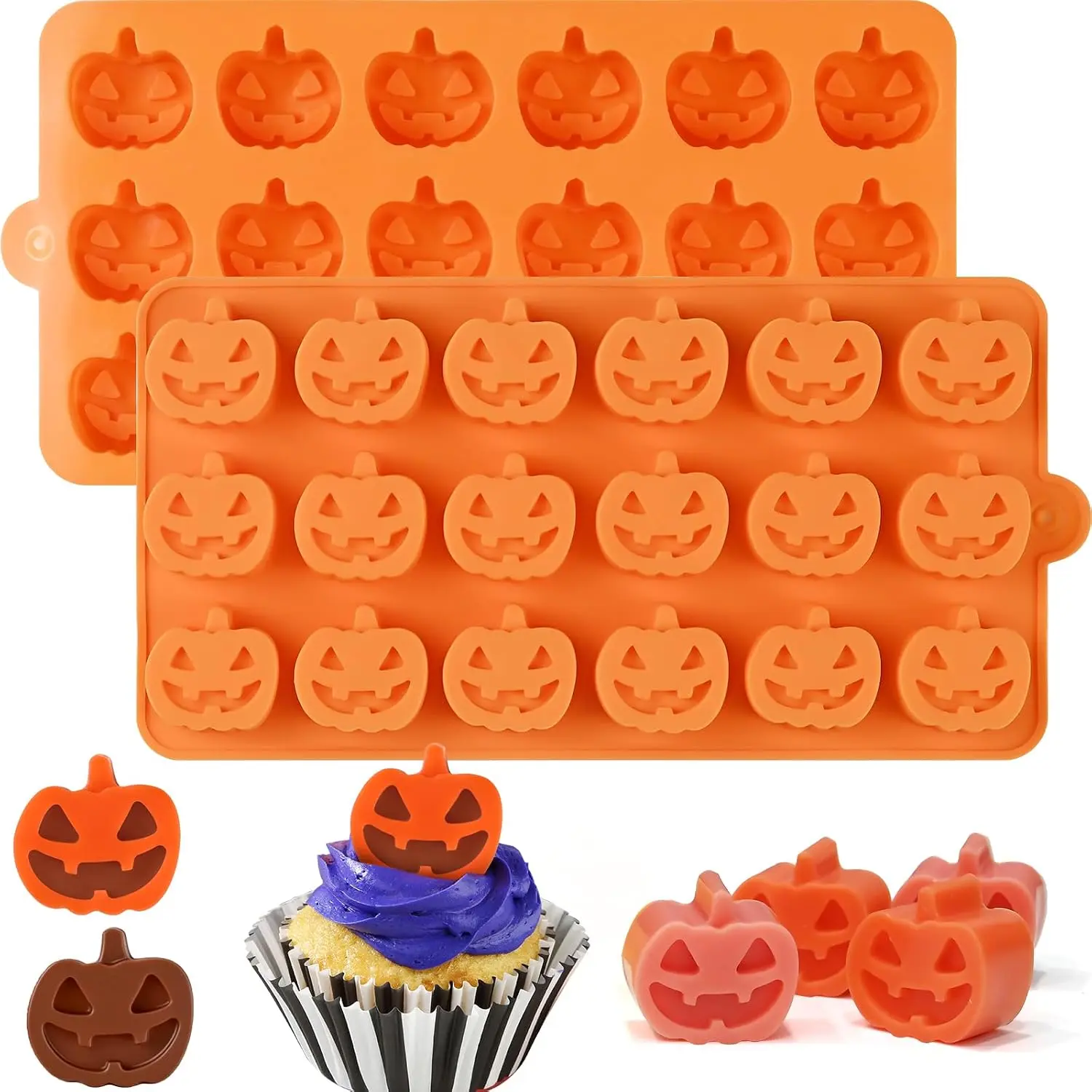 Pumpkin  Molds, 2 Pack Halloween Candy Molds 36 Cavity | Small Pumpkin Baking  Mold for , Jelly, , Cookies, Cupcakes Decorations, Soap, Candle, Halloween Party