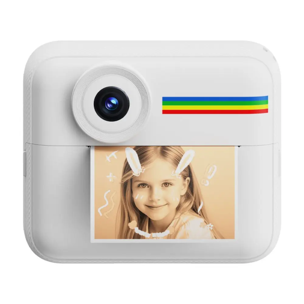 Cartoon Kids' Rechargeable HD Digital Instant Camera - Colorful Durable Plastic, Immediate Color Photo Printing, Playful for Parties, Supports Micro SD Card, Party Aesthetic