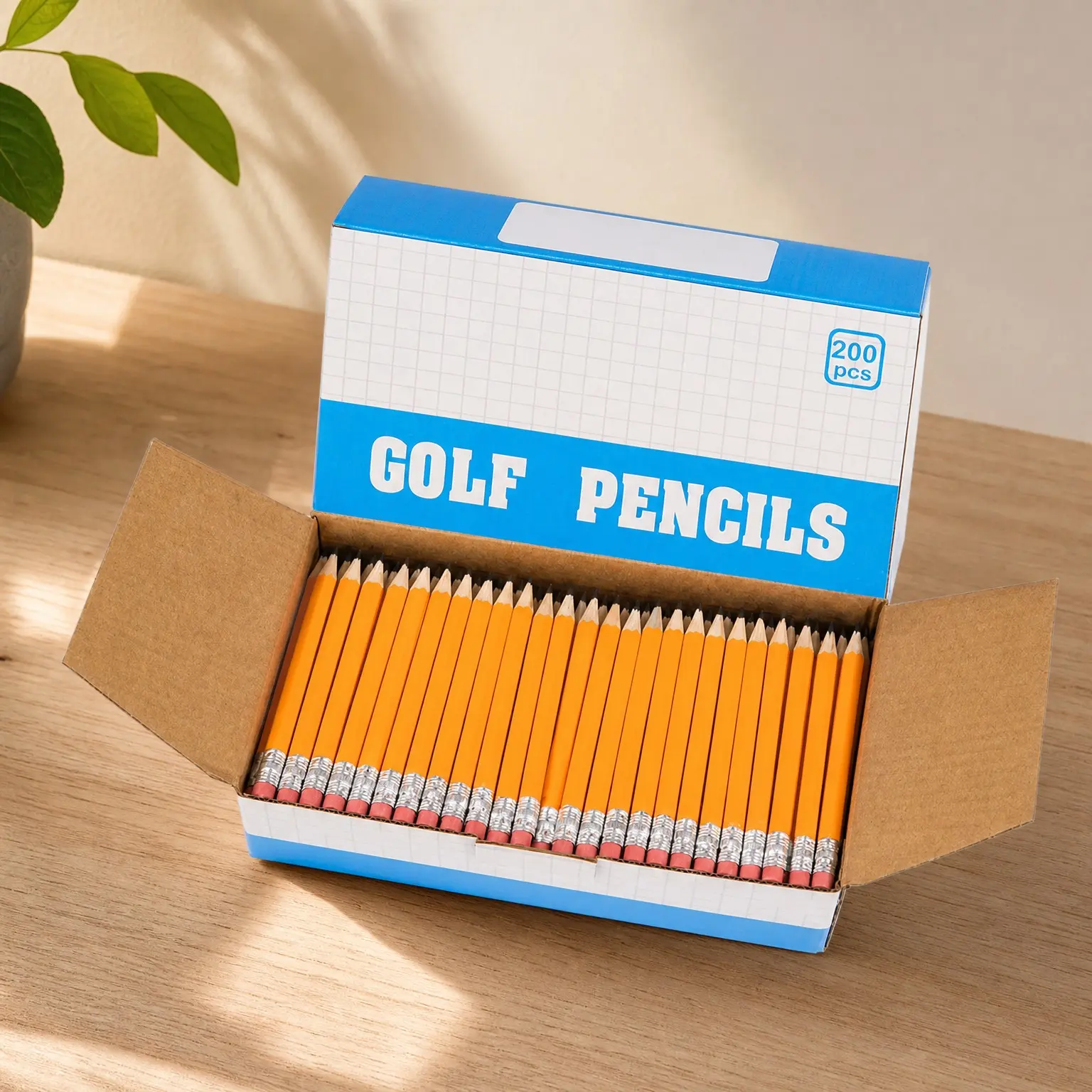 Golf Pencils with Erasers, 2 HB, Pre-Sharpened, 200 Count Bulk Pack | 3.5” Mini Pencils for Kids, Teachers, Classroom Games, Back to School Supplies