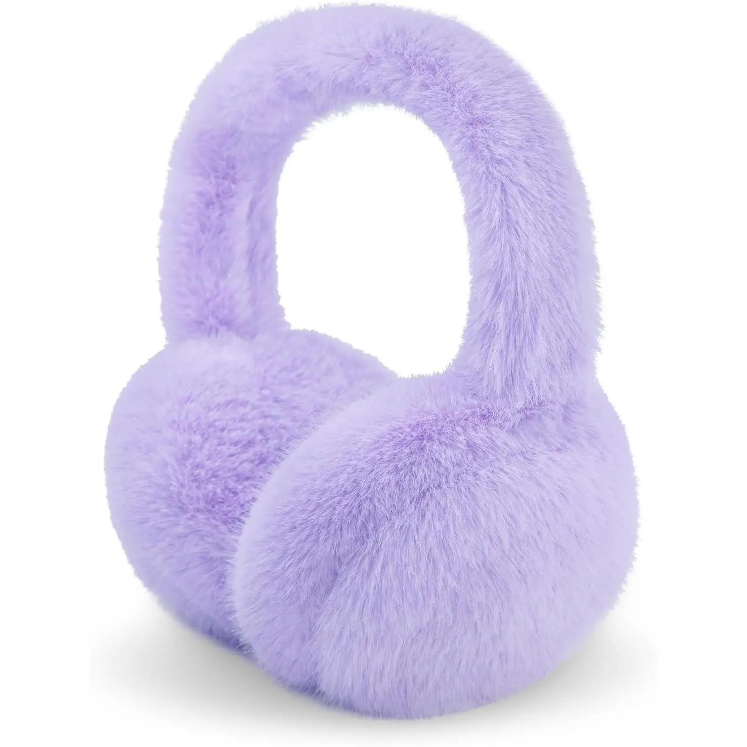 Winter Faux Fur Cute White Fluffy Ear Muffs for Women Girls Foldable Warm Ear Covers for Outdoor
