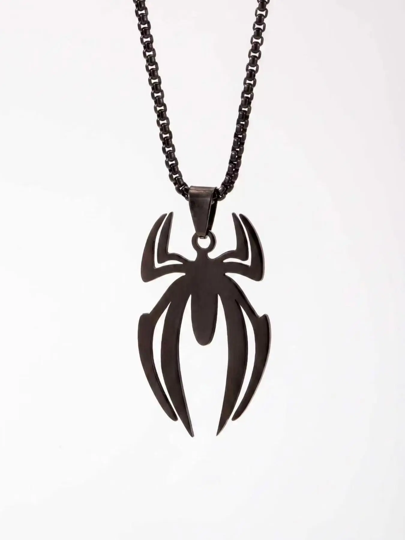 Men's Spider Necklace, Women's Titanium Stainless Steel, Silver Color Cuban Chain, Cuban Link Design, Cuban Style Necklace, Gothic Spider Pendant, Halloween Jewelry, Birthday Gift