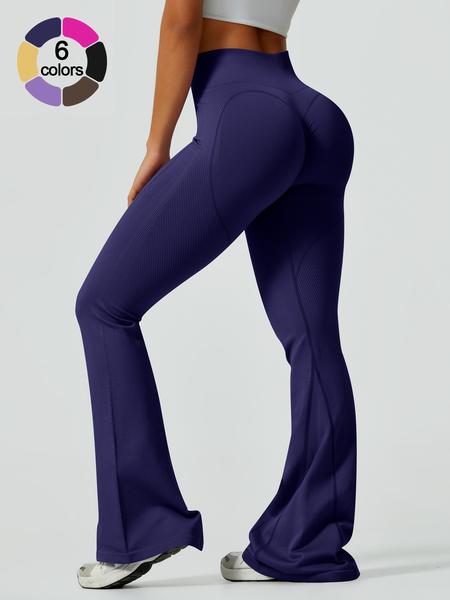 Women's Solid Color Flare Leg Sports Leggings, Comfy Breathable High Waist Bell Bottom Yoga Leggings, Ladies Sportswear for Indoor Outdoor Wear, Flared Yoga Bottoms
