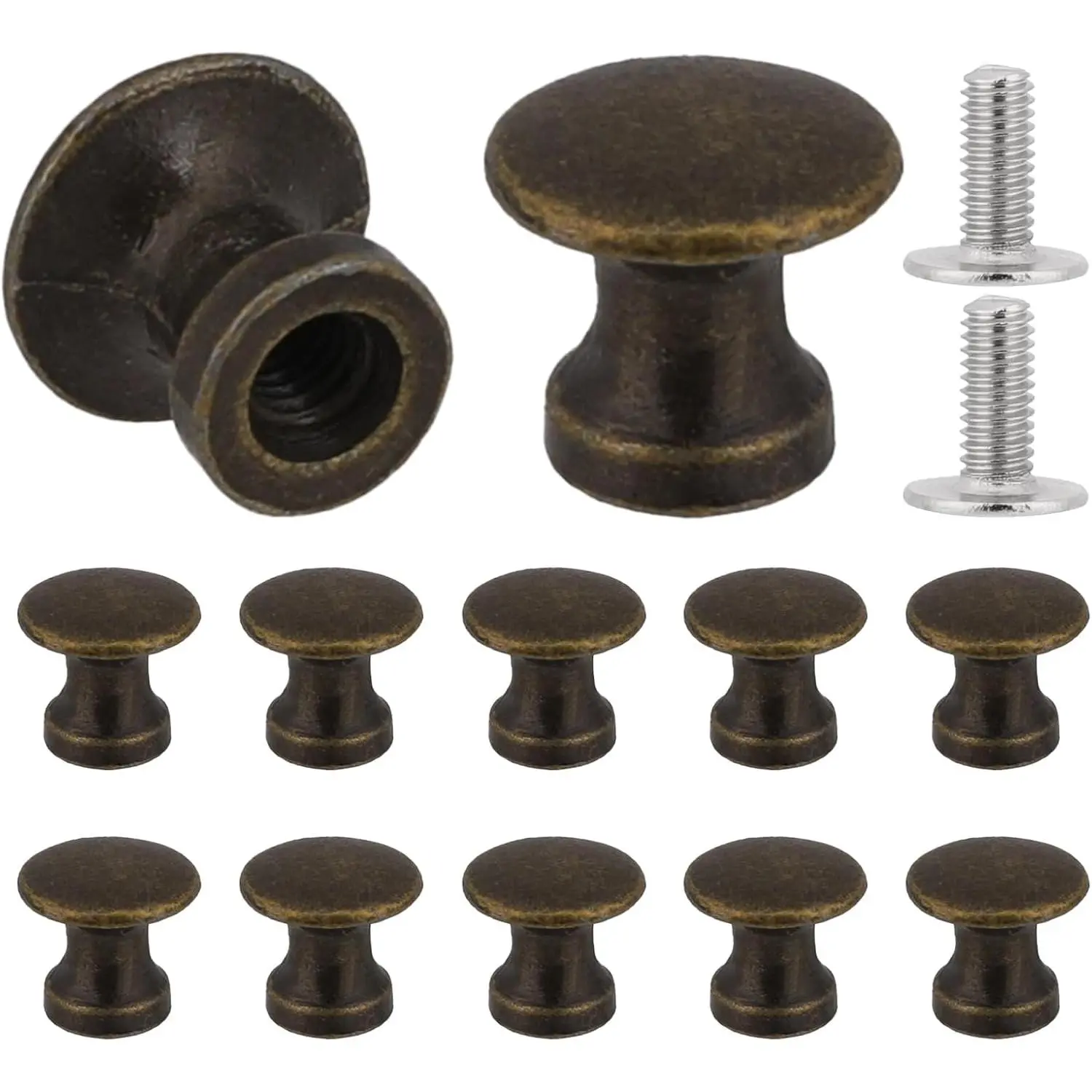 12 count 1/2 Inch Mini Drawer Pulls, Handles for  Box, Small Cabinet Knobs for  Case, Antique Box Pulls ()