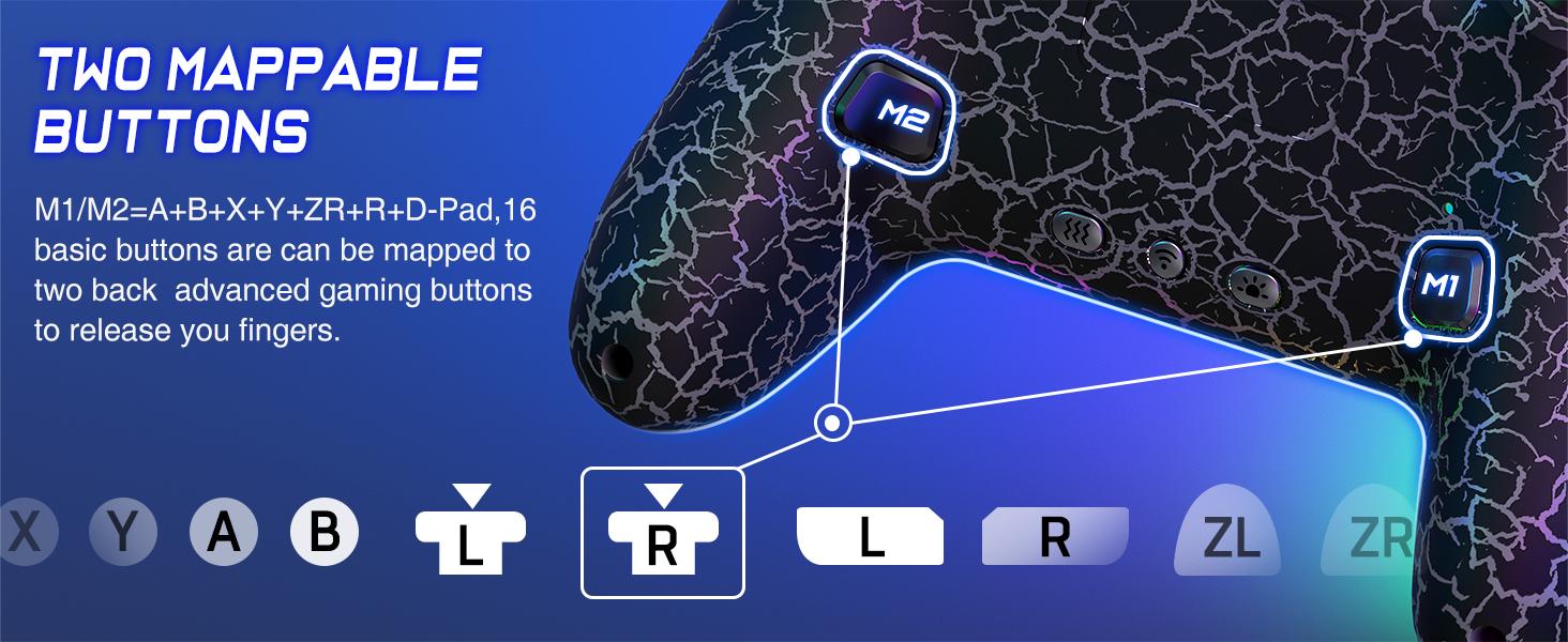 BEBONCOOL Wireless Switch Pro Controller - Switch Controllers Compatible With Nintendo Switch/Lite/OLED,Multi-Platform PC/IOS/Android, Switch Pro Controller With 9 Adjustable Light Colors,Programmable,TURBO