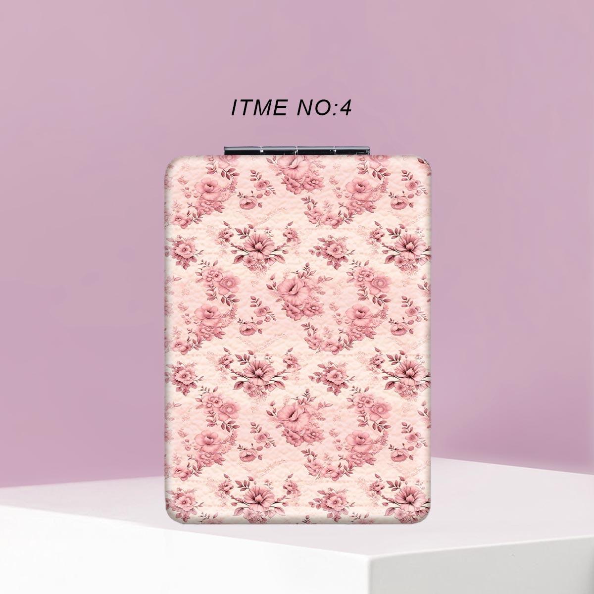 Y2K Wind Flower Pattern Portable Easy to Fold, Rectangular Mirror, Mini Handheld Cosmetic Mirror, Suitable for all kinds of festivals, New Year's Mother, Thanksgiving, Valentine's Day souvenirs, send to family, sisters, relatives and friends