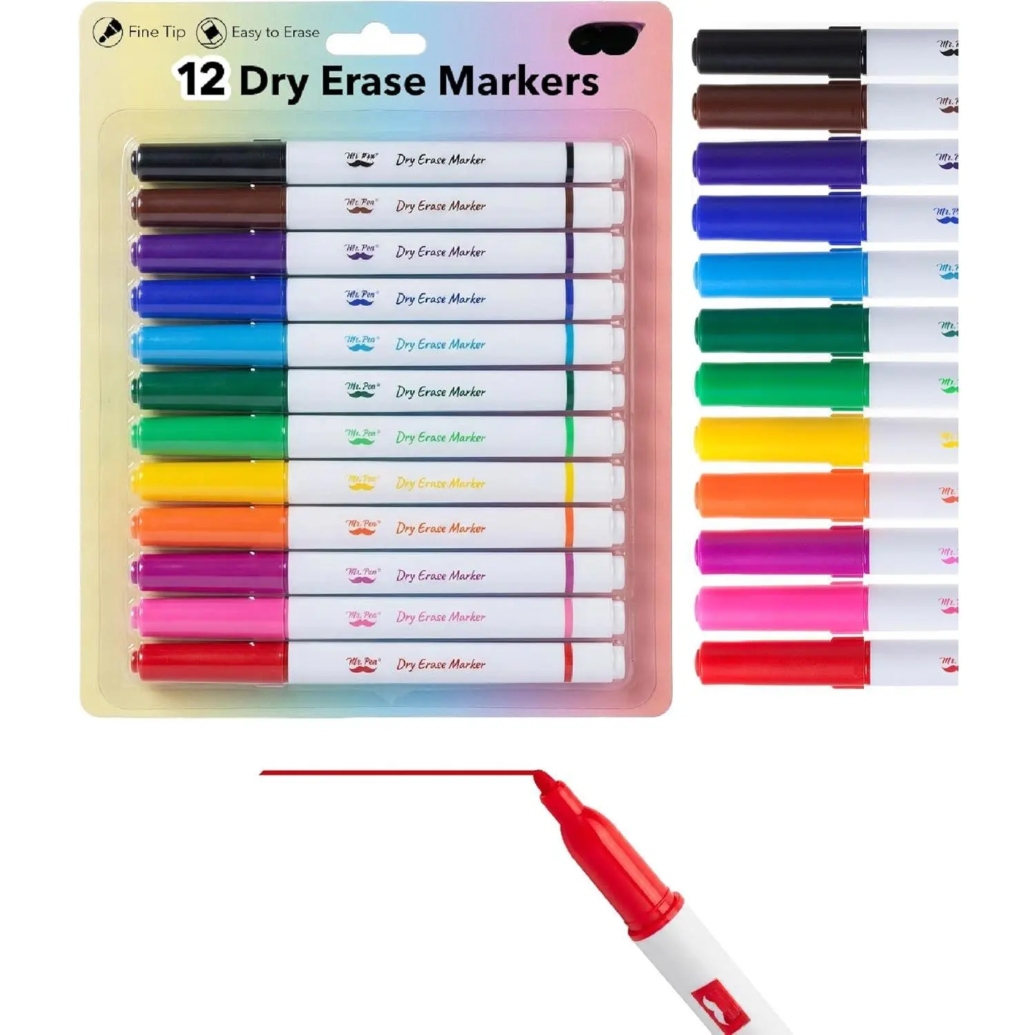 - Dry Erase Markers, 12 Pack,  Colors, Fine Tip, Dry Erase Whiteboard Markers for Writing  Whiteboards, Weekly Planner, Glass, School, Office,