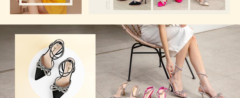 Athlefit Women's Rhinestone Bow Heels Ankle Strap Pointed Toe Stiletto Heeled Sandals Wedding Bridal Dress Pumps Shoes Footwear Summer Girl Weight