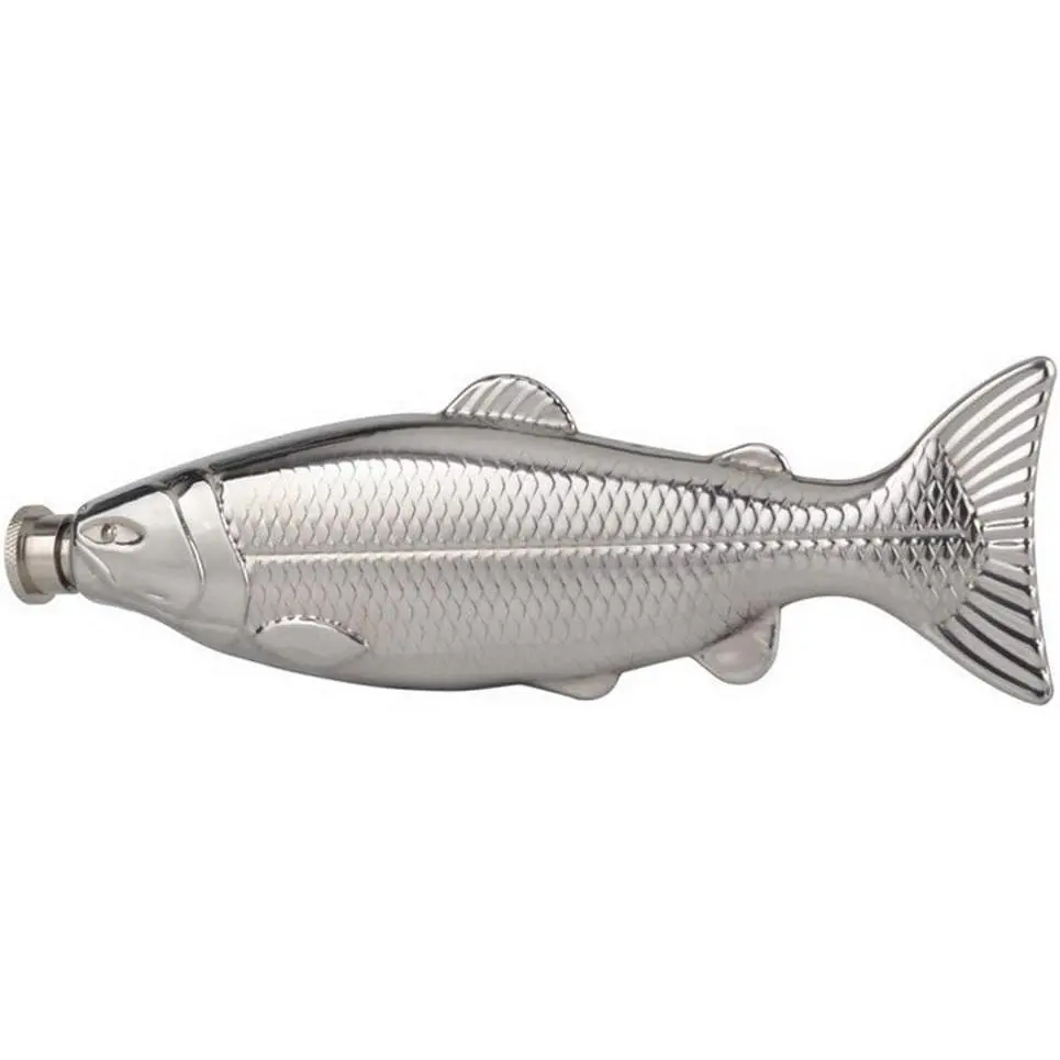 Trout Fish Shape Hip Flask 4oz Bottle with Funnel Mini Pocket Flask Stainless Steel Party Drinkware for Outdoor
