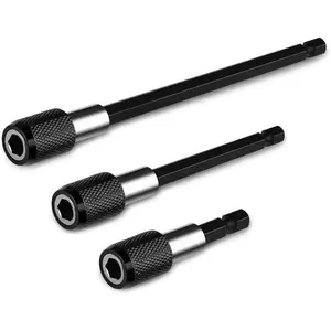 3 Pcs Magnetic Screw-Holding Connectors, 1/4-Inch Hex Shank Quick Release Bar Socket Screwdriver Bit Holder Extension Chuck Adapter Set for Drill, Driver, Handheld Driver