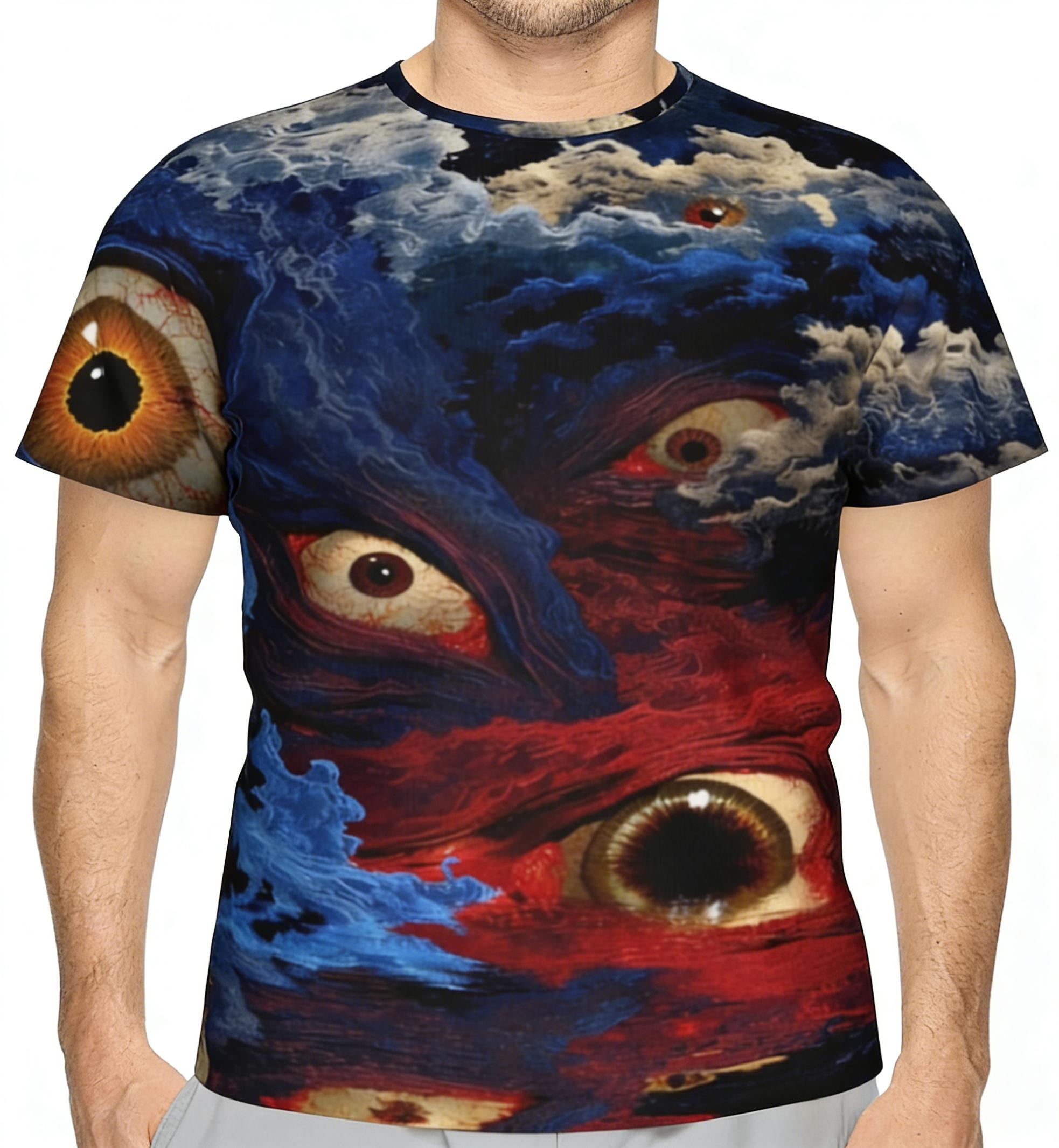 Eye of Chaos Dark Cthulhu Summer Full-Print Short-Sleeve 3D Printed T-Shirt Unisex Outdoor Comfortable Top Party Clothes Couple Pattern Gift for Friends
