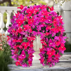 ICX 2 PCS Artificial Bougainvillea Flowers for Outdoors,Fake Silk UV Resistant Flowers,Realistic s for Decoration, for Door Porch Planter YardMix
