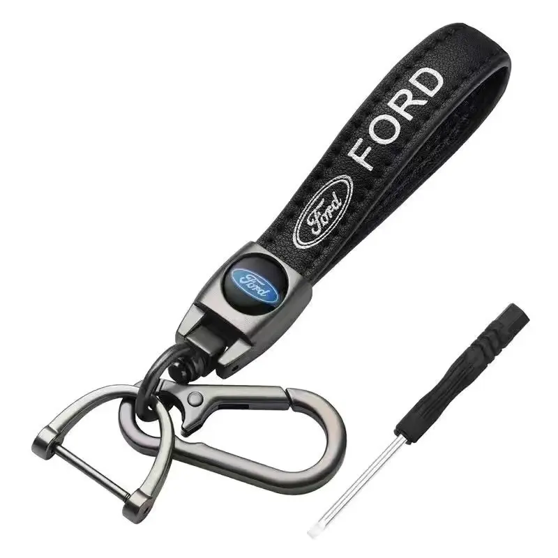 High Quality Leather Car Logo Keychain Key Ring Gifts For Ford Focus Fiesta Mondeo Explorer Transit Escape Puma Kuga MK2 Auto Accessories