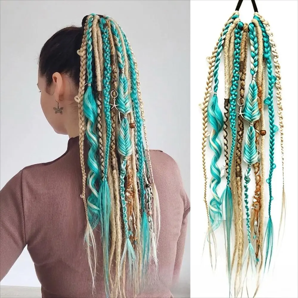 Matte Synthetic Braiding Hair Rope, Colorful Bulk Crochet Dreadlock Ponytail Hair Extensions, Soft Bulk Braiding Hair Material for DIY Faux Locs & Braided Hairstyles