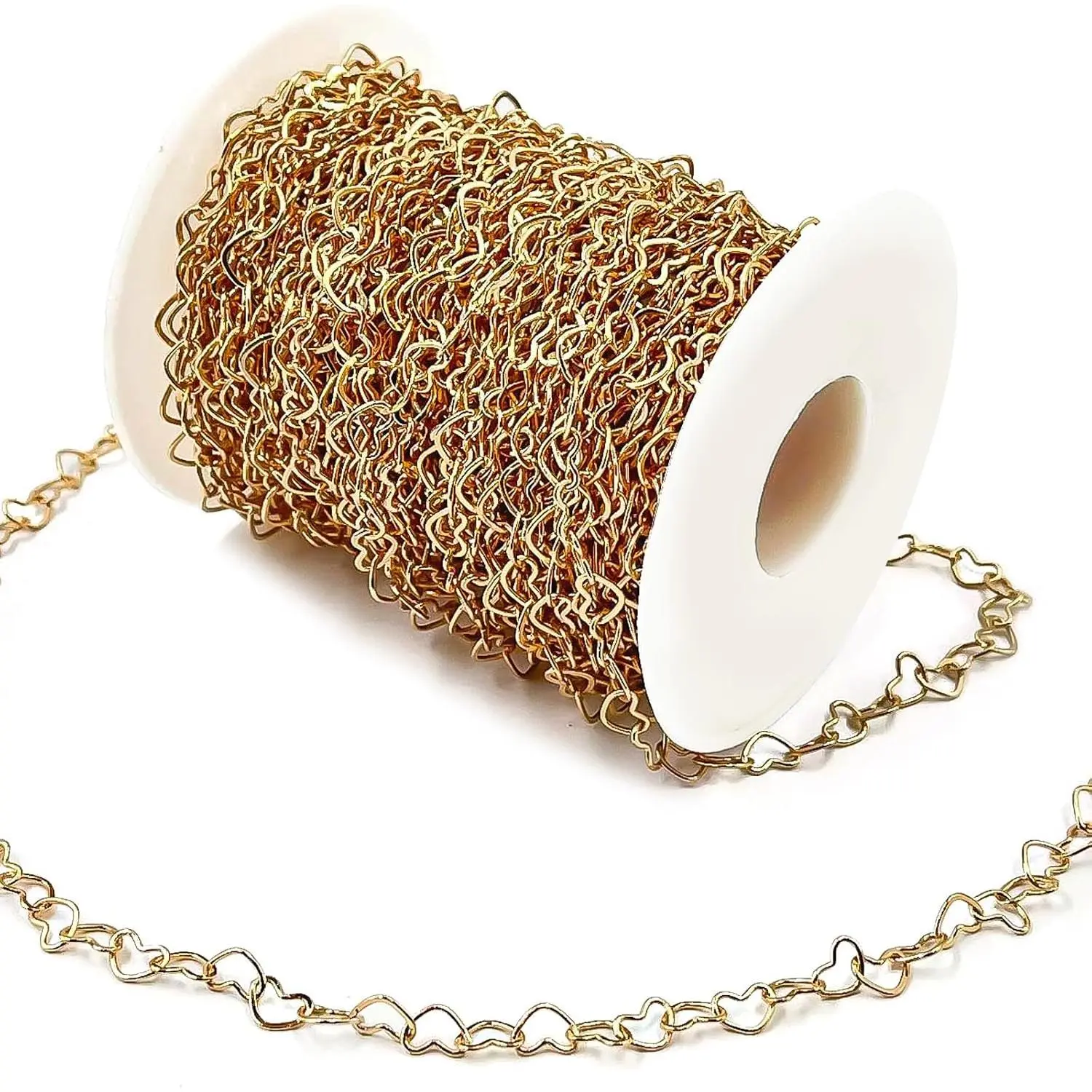 Heart Chain for  Making - 15ft Link Chain Supplies Bulk for DIY Necklace Bracelet Hat Chains Decoration 3 * 4mm