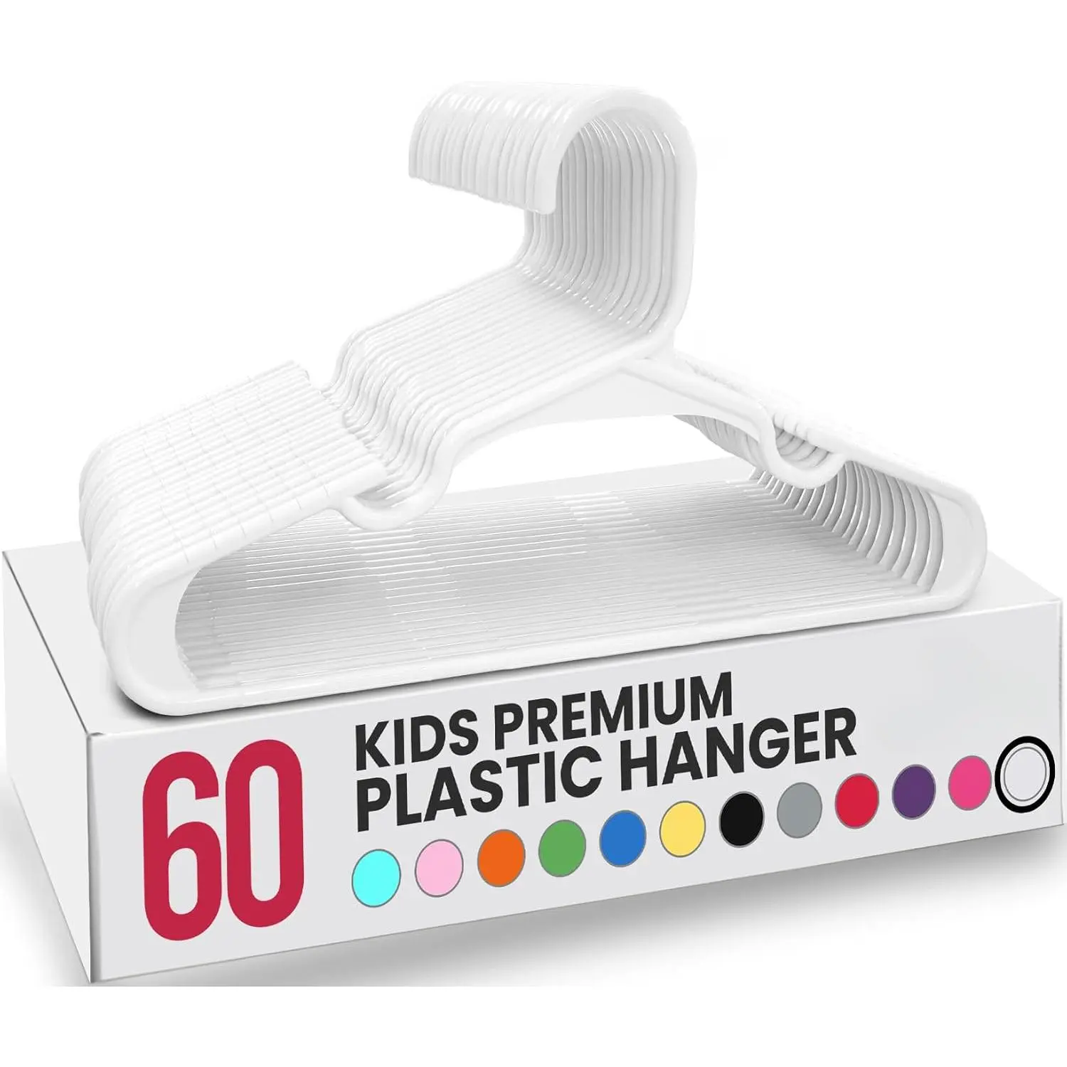 Kids Hangers 60 Pack – 11.5 Inch Baby Closet Hangers White |   Plastic baby hangers |   Fits children's & infant clothes |   Gentle on delicate garments