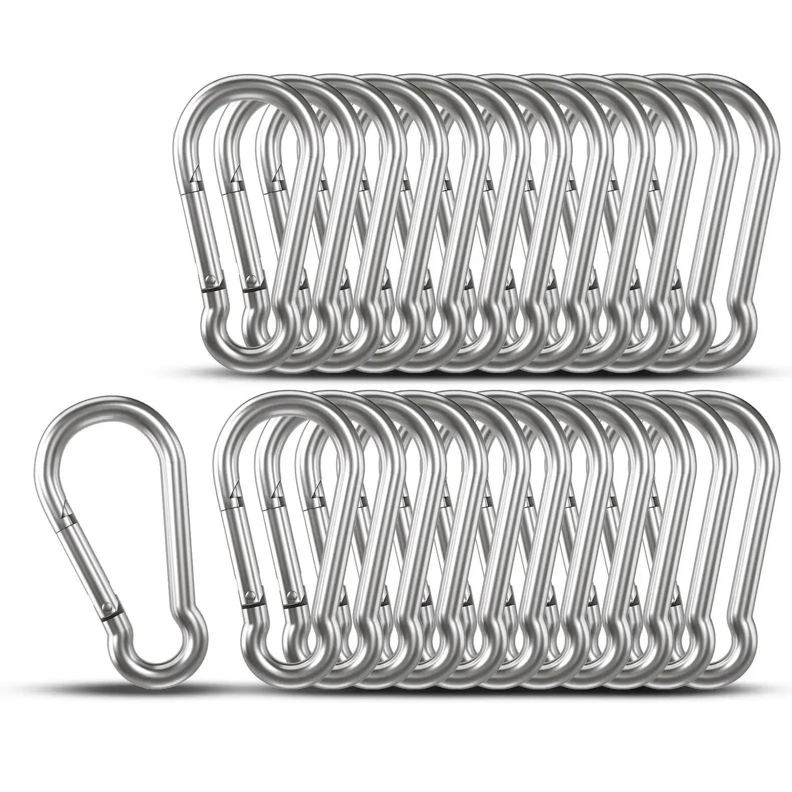 6Pcs Carabiners Heavy Duty,304 Stainless Steel Spring Snap Hook Fits Camping Hiking,Metal Clips for Rope Chain Keys Rings,Small Clip Hooks