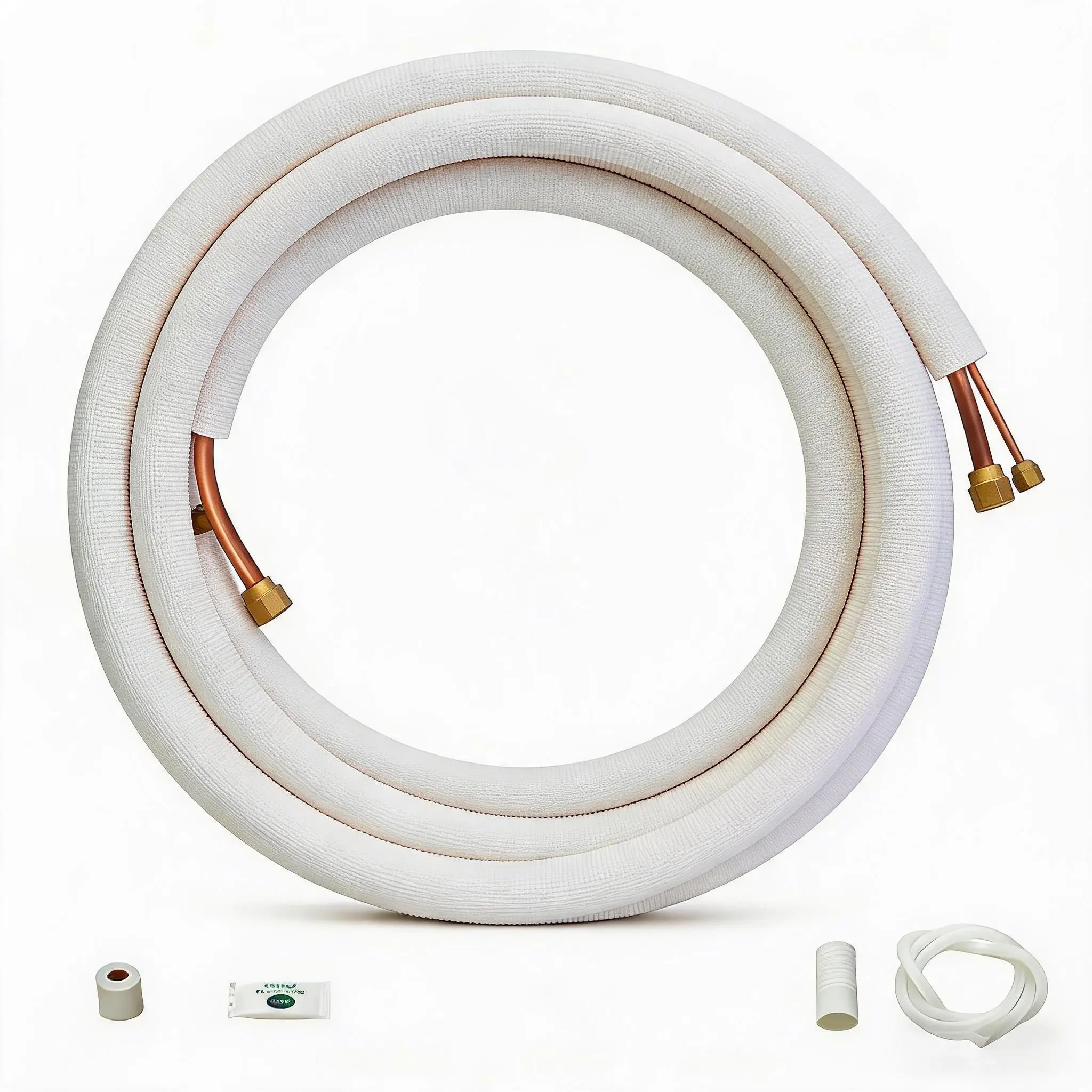 Complete 16FT Mini Split Line Set – 1/4" & 1/2" Copper Tubing – Triple-Layer Insulation – Full Accessories for Central Air Conditioners & HVAC Systems