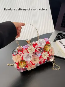 Valentine's Day  Elegant Women's Fashionable Floral Pattern Handbag Dinner Bag with Three-Dimensional Flower Decoration, Perfect for Travel Shopping Parties Gifts Daily Use Stylish Handbag Aesthetic Handbag Travel Purse