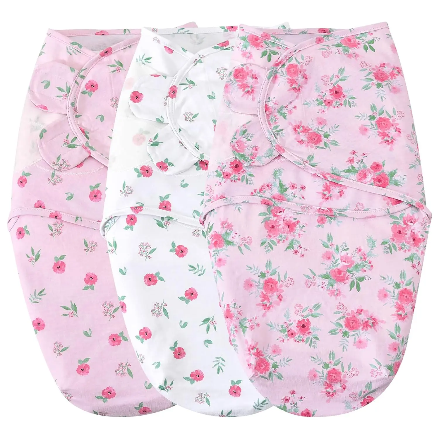 kids 100% Cotton 3 Pack Baby Swaddle Wrap  0-3 Months, Soft Breathable Swaddle Blanket  Newborn Infant, Adjustable Baby Wrap Sleep Sacks  Girls, Newborn Essentials, Floral New model